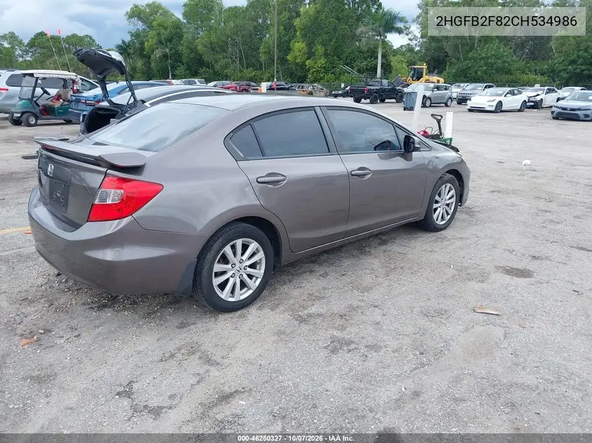 2012 HONDA CIVIC VIN 2HGFB2F82CH534986 — фото 4