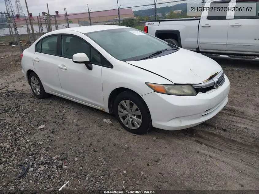 HONDA CIVIC 2012, VIN 2HGFB2F52CH306167