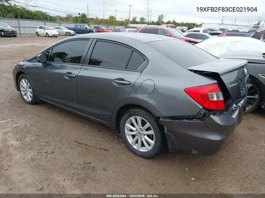 2012 HONDA CIVIC VIN 19XFB2F83CE021904 — фото 3