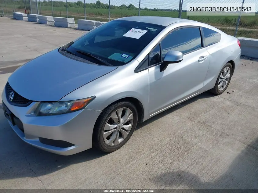 2012 HONDA CIVIC VIN 2HGFG3B58CH545543 — фото 2