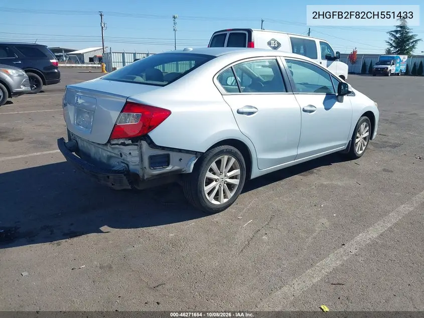 2012 HONDA CIVIC VIN 2HGFB2F82CH551433 — фото 4