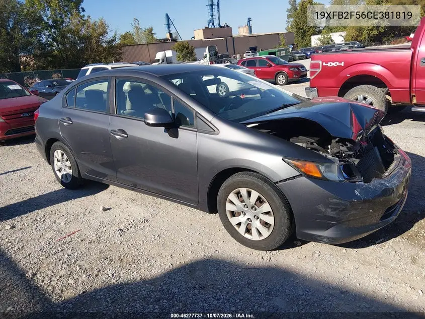HONDA CIVIC 2012, VIN 19XFB2F56CE381819
