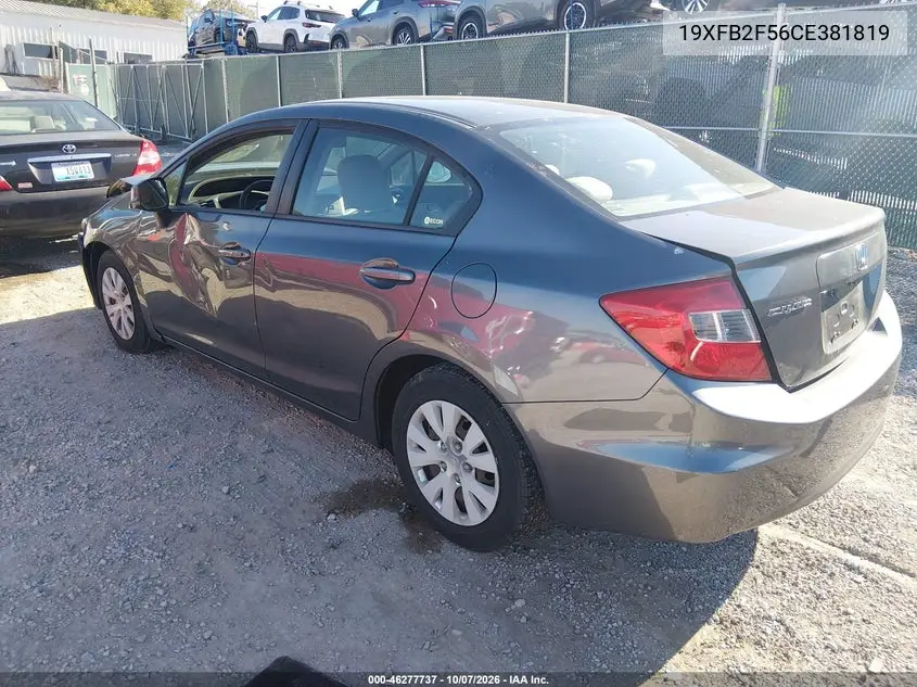 2012 HONDA CIVIC VIN 19XFB2F56CE381819 — фото 3