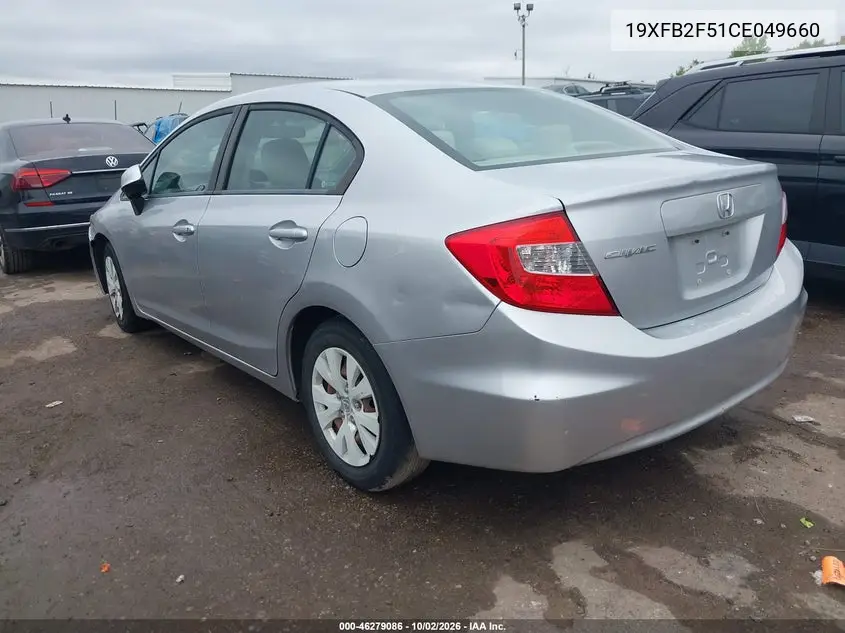 2012 HONDA CIVIC VIN 19XFB2F51CE049660 — фото 3