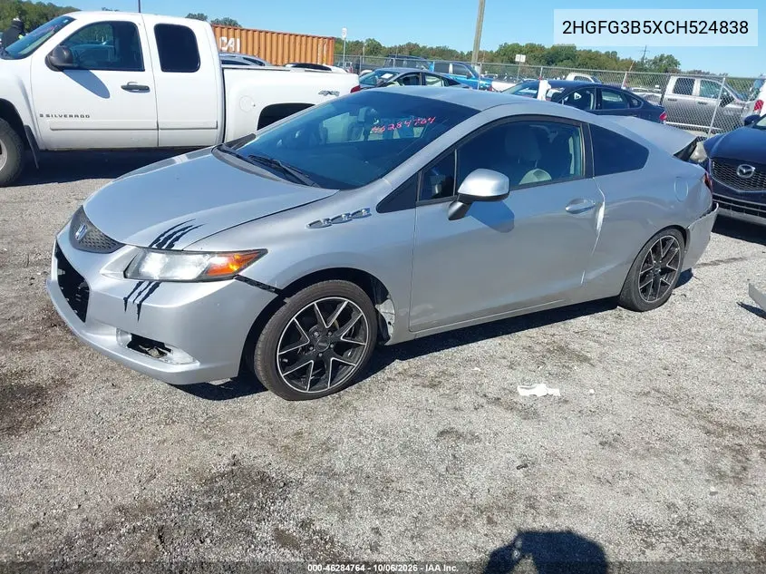 2012 HONDA CIVIC VIN 2HGFG3B5XCH524838 — фото 2