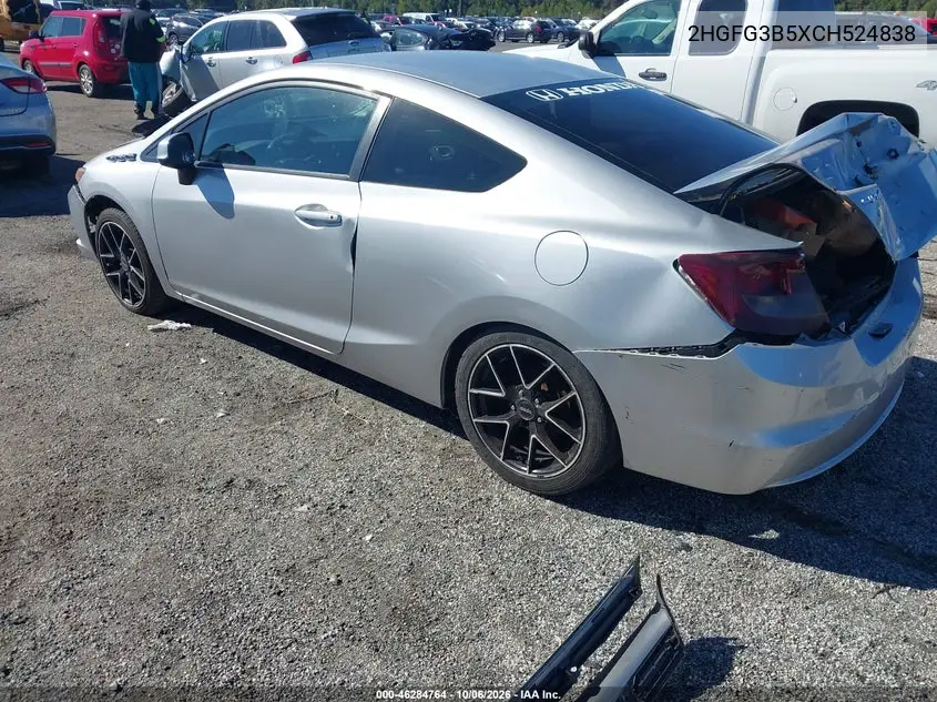 2012 HONDA CIVIC VIN 2HGFG3B5XCH524838 — фото 3