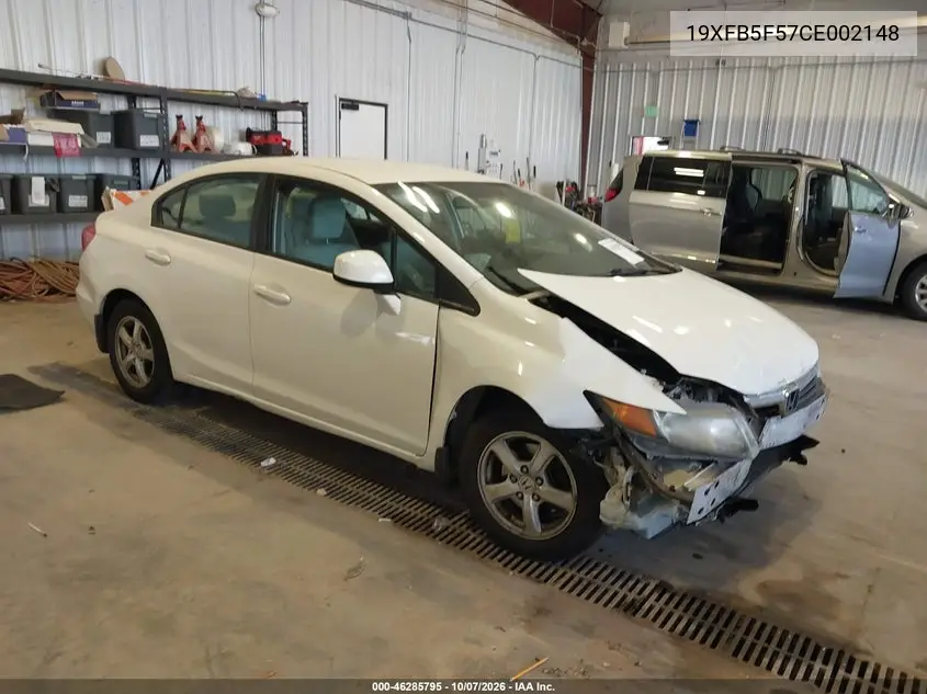 HONDA CIVIC 2012, VIN 19XFB5F57CE002148