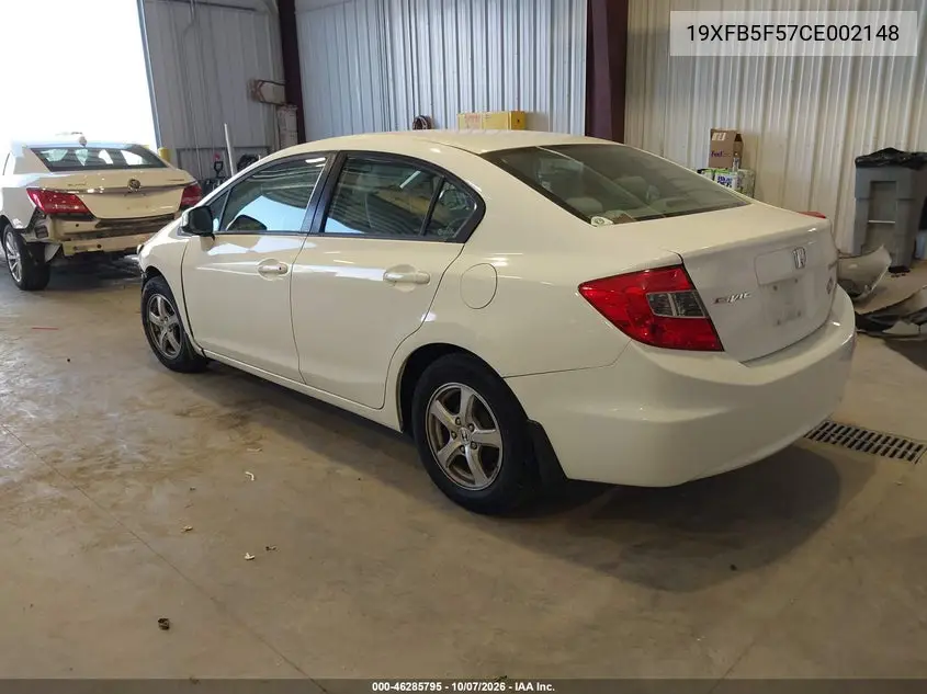 2012 HONDA CIVIC VIN 19XFB5F57CE002148 — фото 3
