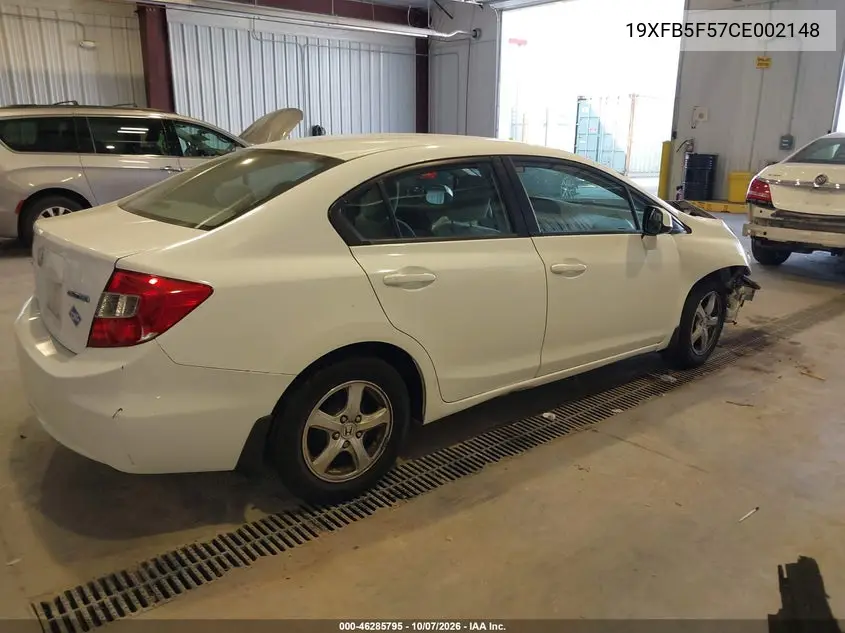 2012 HONDA CIVIC VIN 19XFB5F57CE002148 — фото 4