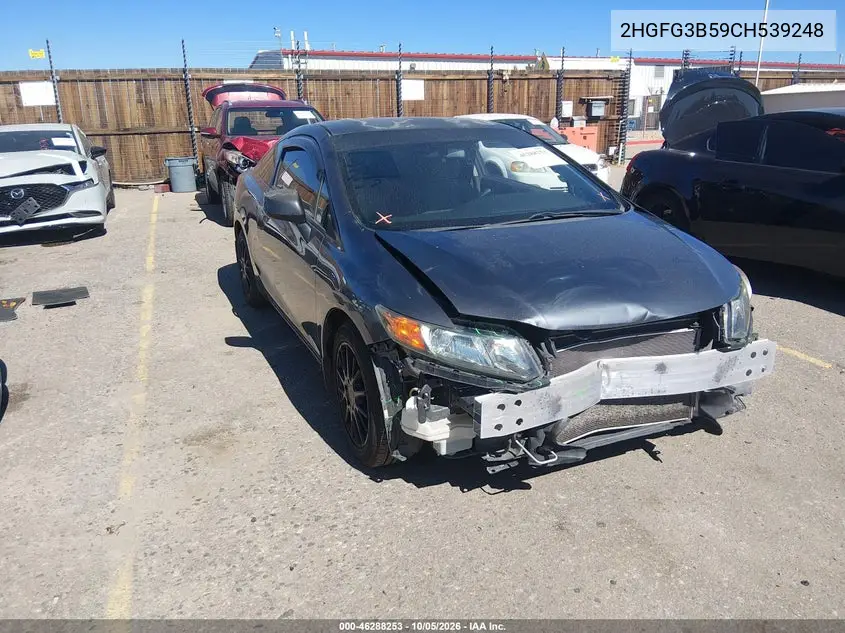 HONDA CIVIC 2012, VIN 2HGFG3B59CH539248