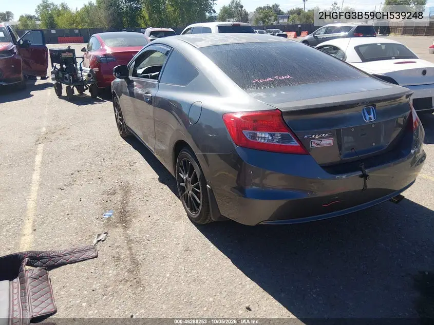 2012 HONDA CIVIC VIN 2HGFG3B59CH539248 — фото 3