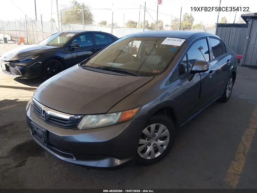 2012 HONDA CIVIC VIN 19XFB2F58CE354122 — фото 2