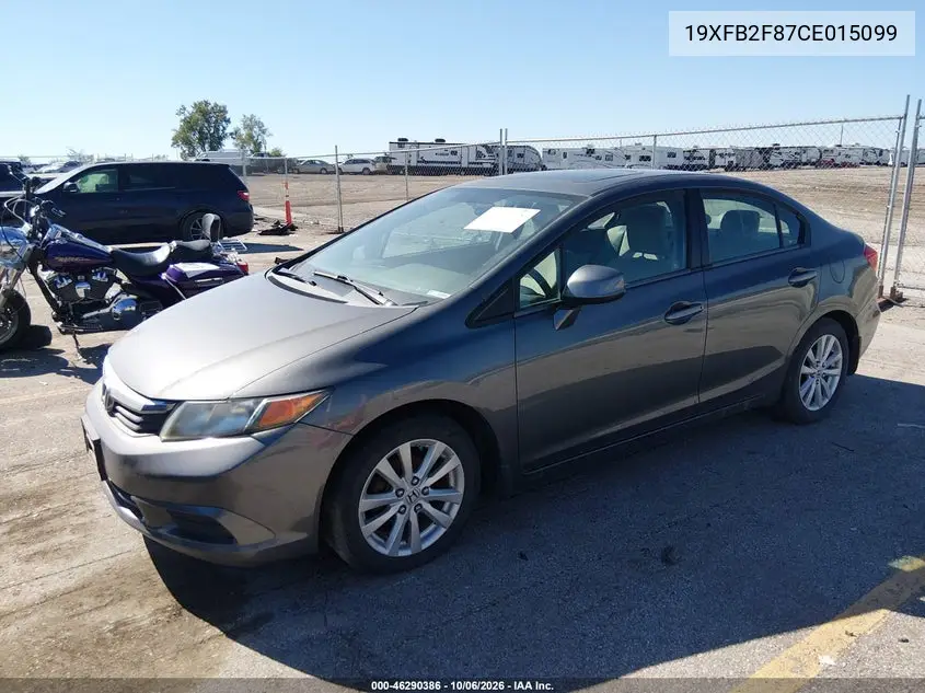 2012 HONDA CIVIC VIN 19XFB2F87CE015099 — фото 2