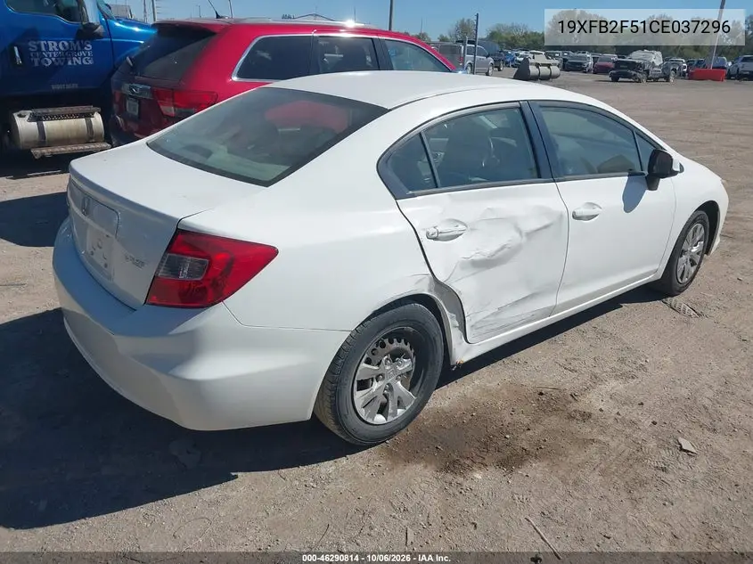 2012 HONDA CIVIC VIN 19XFB2F51CE037296 — фото 4