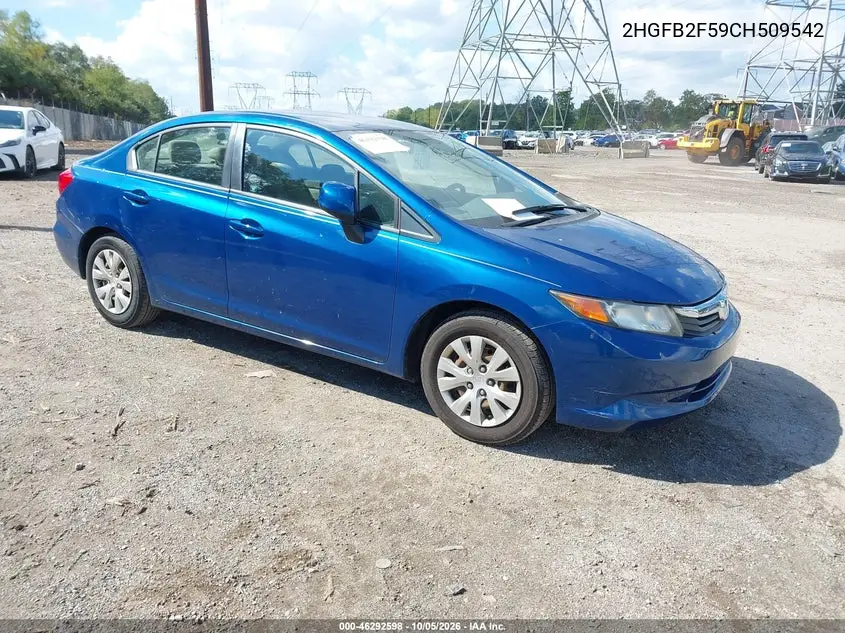 HONDA CIVIC 2012, VIN 2HGFB2F59CH509542