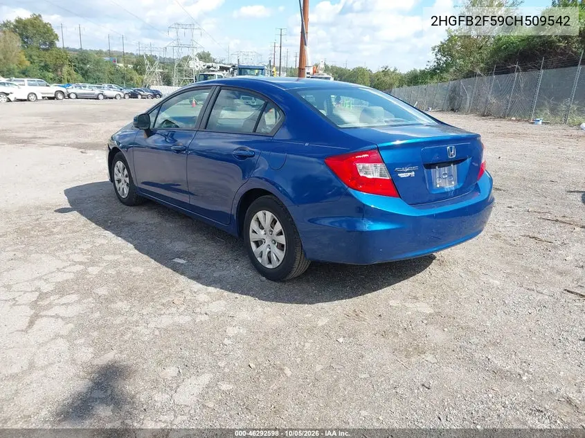 2012 HONDA CIVIC VIN 2HGFB2F59CH509542 — фото 3