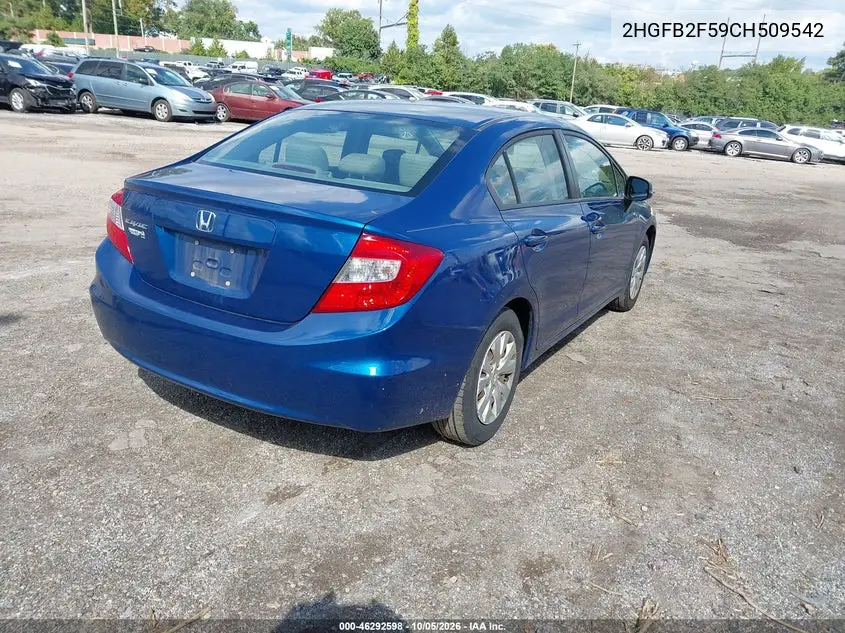 2012 HONDA CIVIC VIN 2HGFB2F59CH509542 — фото 4