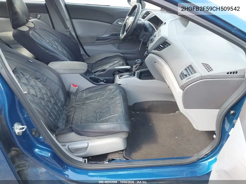 2012 HONDA CIVIC VIN 2HGFB2F59CH509542 — фото 5