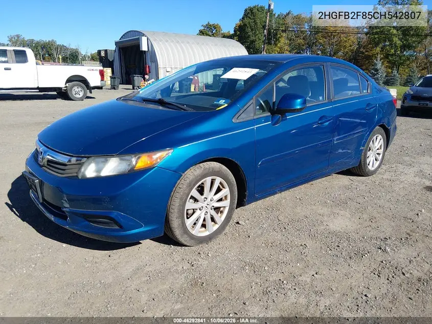 2012 HONDA CIVIC VIN 2HGFB2F85CH542807 — фото 2
