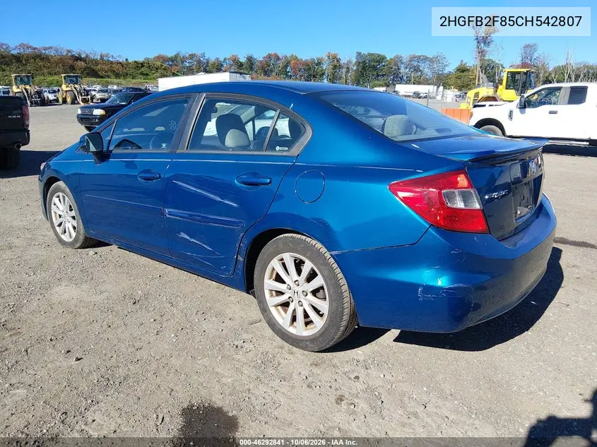 2012 HONDA CIVIC VIN 2HGFB2F85CH542807 — фото 3