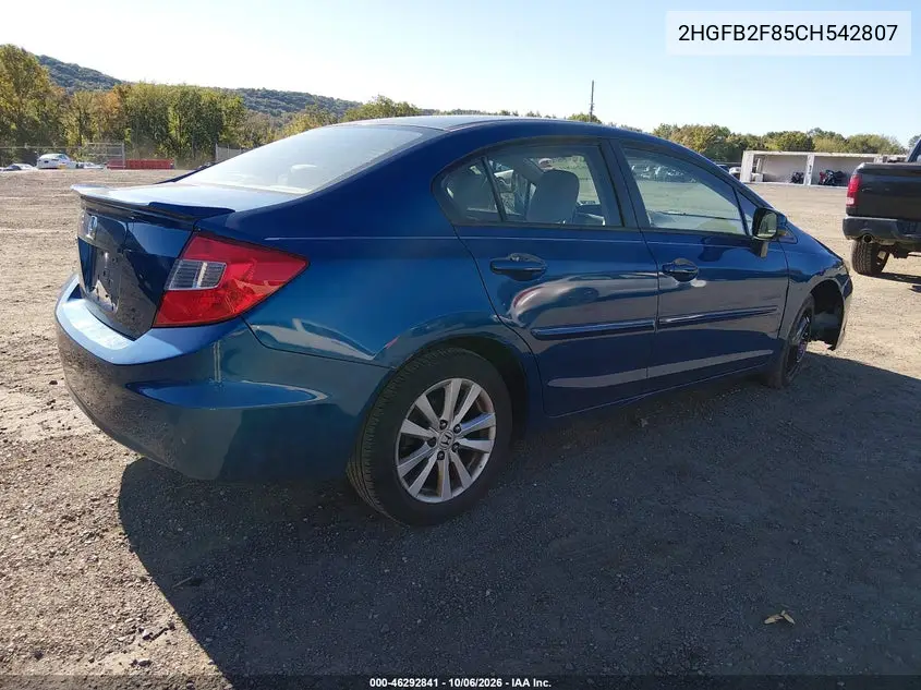 2012 HONDA CIVIC VIN 2HGFB2F85CH542807 — фото 4