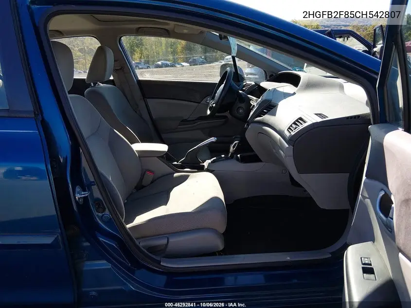 2012 HONDA CIVIC VIN 2HGFB2F85CH542807 — фото 5