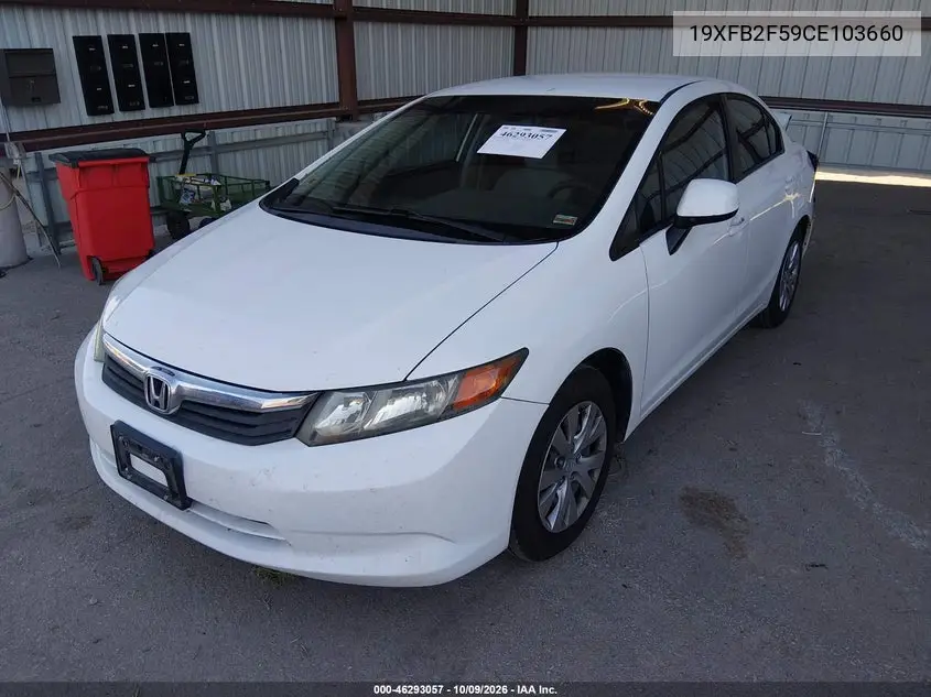 2012 HONDA CIVIC VIN 19XFB2F59CE103660 — фото 2