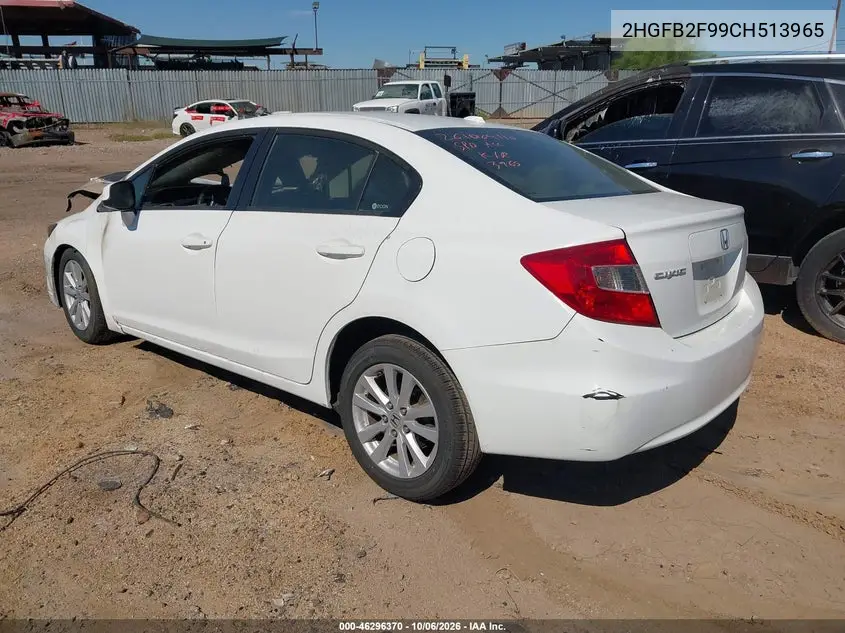 2012 HONDA CIVIC VIN 2HGFB2F99CH513965 — фото 3