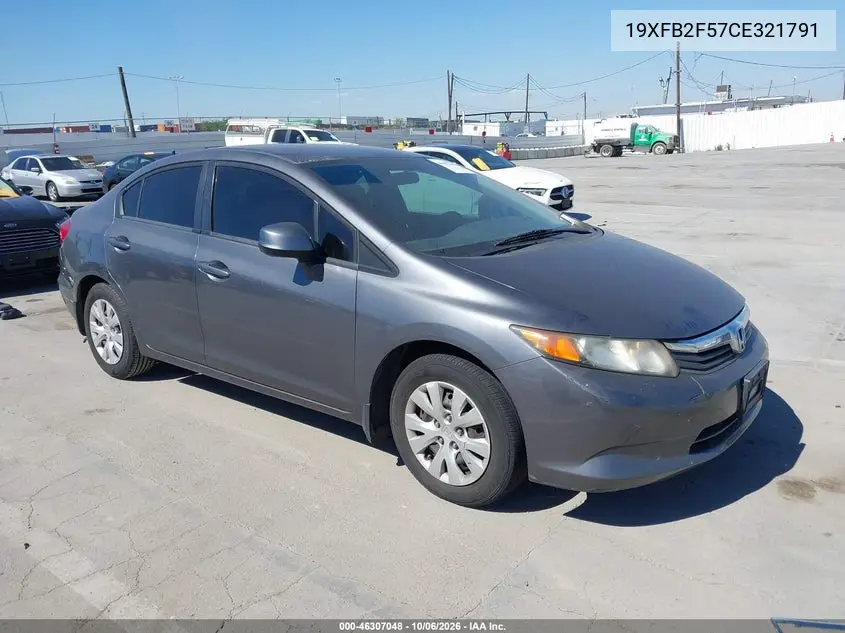 HONDA CIVIC 2012, VIN 19XFB2F57CE321791