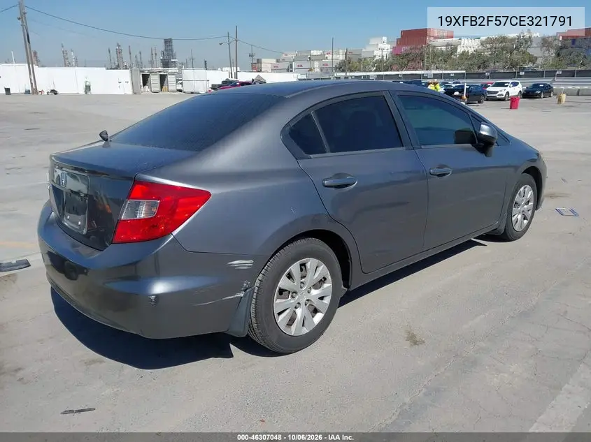 2012 HONDA CIVIC VIN 19XFB2F57CE321791 — фото 4