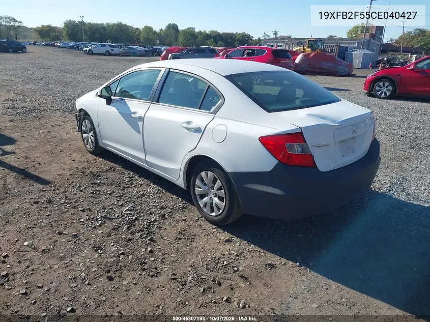 2012 HONDA CIVIC VIN 19XFB2F55CE040427 — фото 3