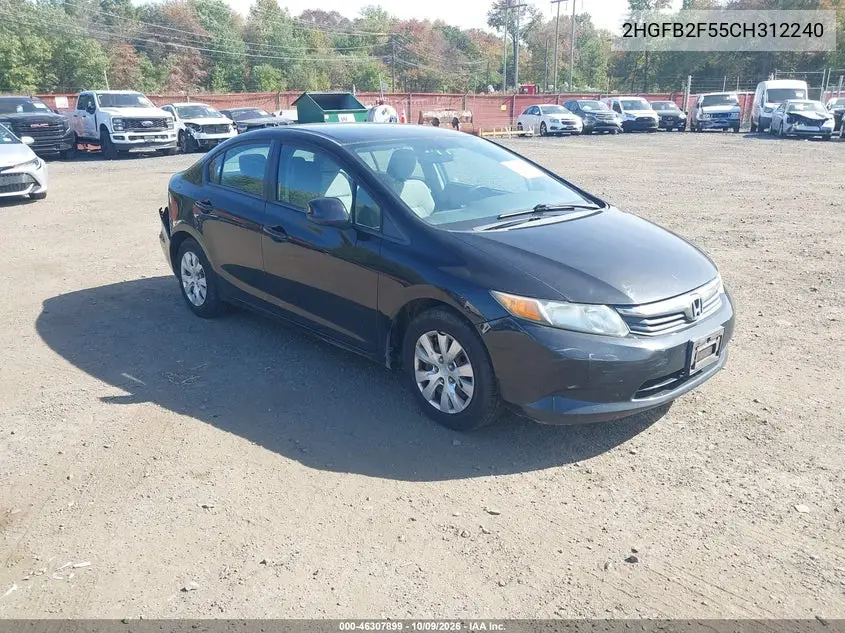 HONDA CIVIC 2012, VIN 2HGFB2F55CH312240