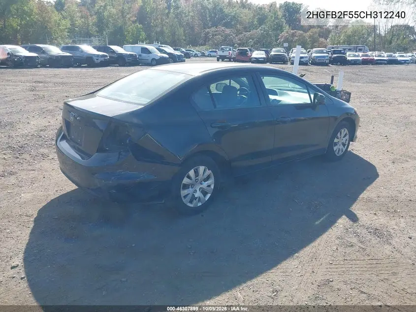 2012 HONDA CIVIC VIN 2HGFB2F55CH312240 — фото 4