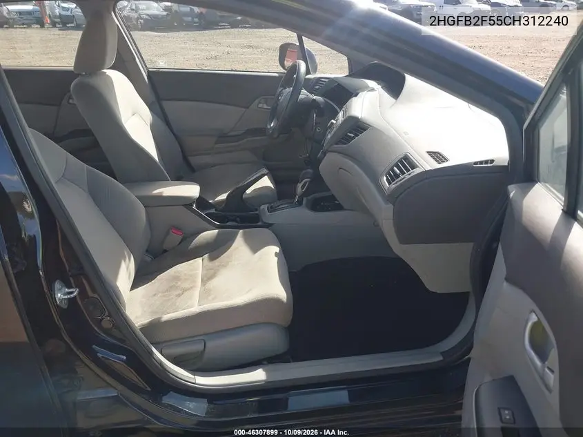 2012 HONDA CIVIC VIN 2HGFB2F55CH312240 — фото 5