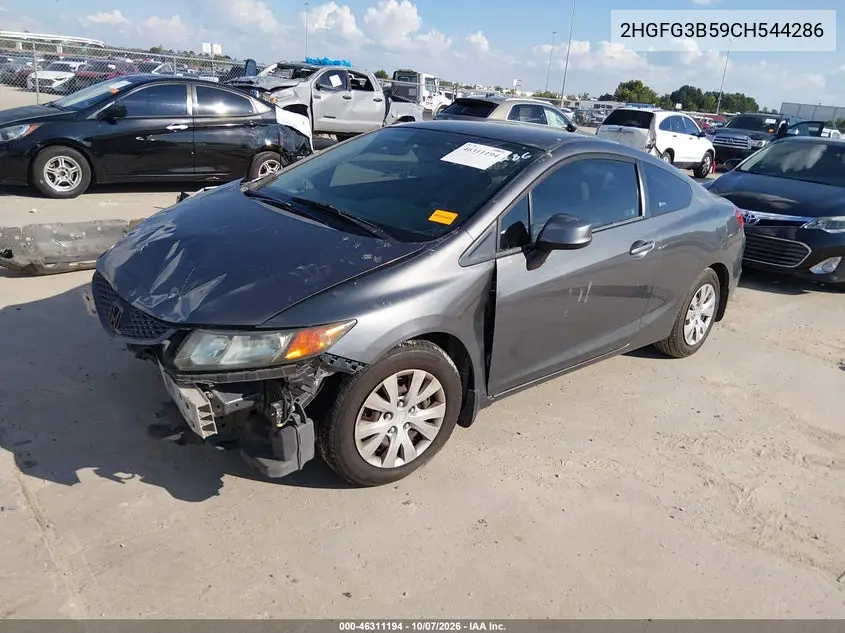 2012 HONDA CIVIC VIN 2HGFG3B59CH544286 — фото 2