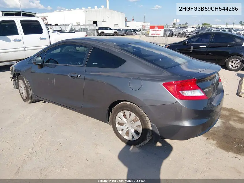 2012 HONDA CIVIC VIN 2HGFG3B59CH544286 — фото 3