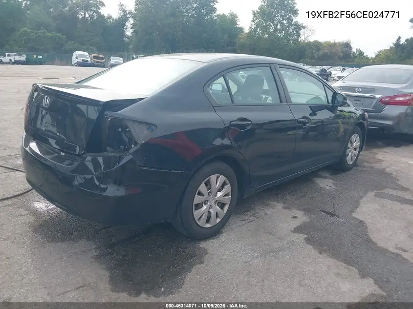 2012 HONDA CIVIC VIN 19XFB2F56CE024771 — фото 4