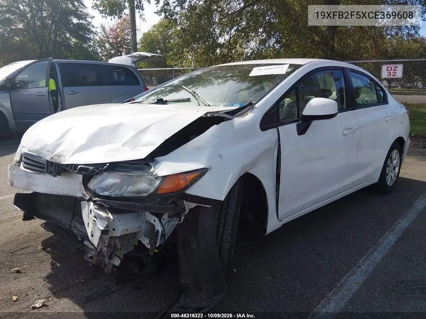2012 HONDA CIVIC VIN 19XFB2F5XCE369608 — фото 2
