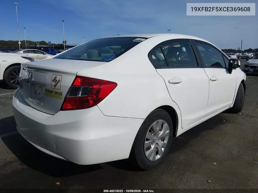 2012 HONDA CIVIC VIN 19XFB2F5XCE369608 — фото 4