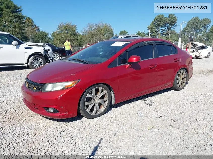 2012 HONDA CIVIC VIN 2HGFB6E52CH701281 — фото 2