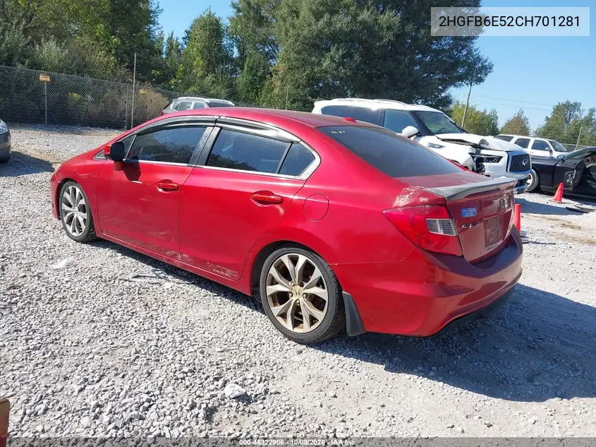 2012 HONDA CIVIC VIN 2HGFB6E52CH701281 — фото 3