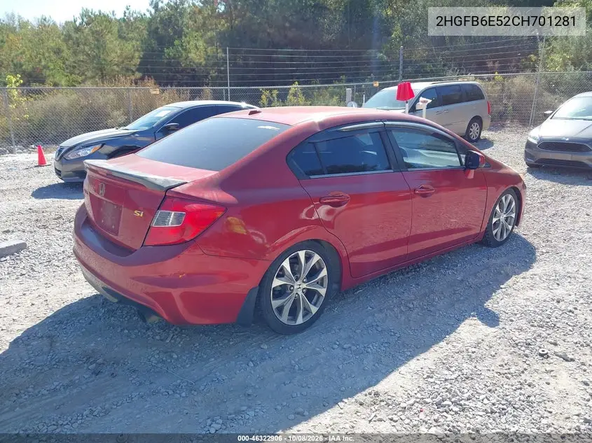 2012 HONDA CIVIC VIN 2HGFB6E52CH701281 — фото 4