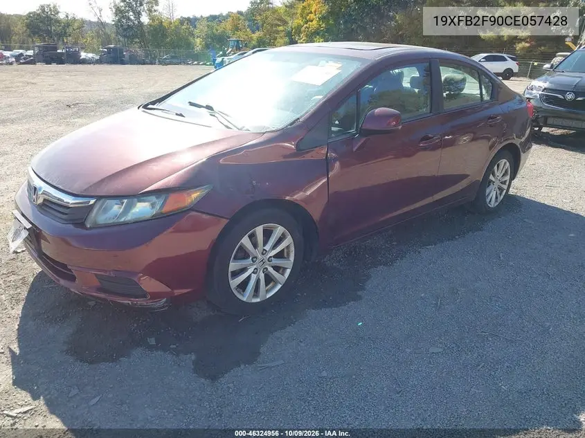 2012 HONDA CIVIC VIN 19XFB2F90CE057428 — фото 2