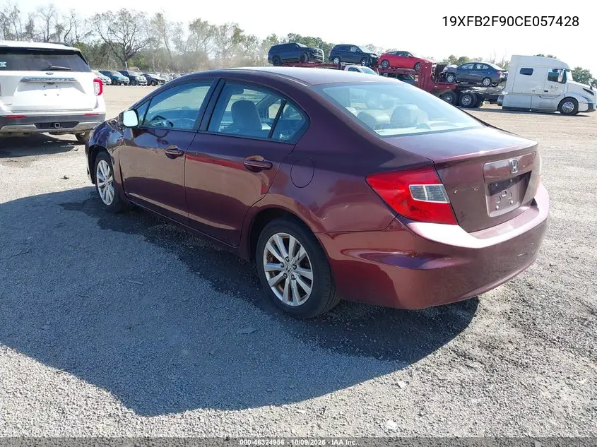 2012 HONDA CIVIC VIN 19XFB2F90CE057428 — фото 3