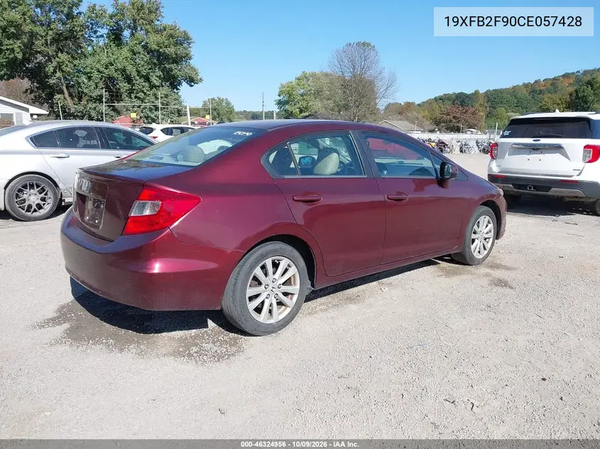 2012 HONDA CIVIC VIN 19XFB2F90CE057428 — фото 4