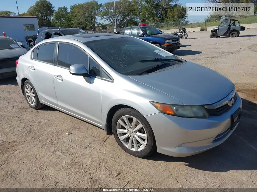 HONDA CIVIC 2012, VIN 2HGFB2F8XCH585782