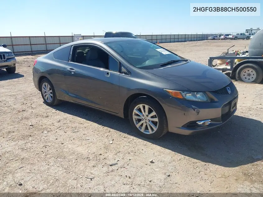 HONDA CIVIC 2012, VIN 2HGFG3B88CH500550