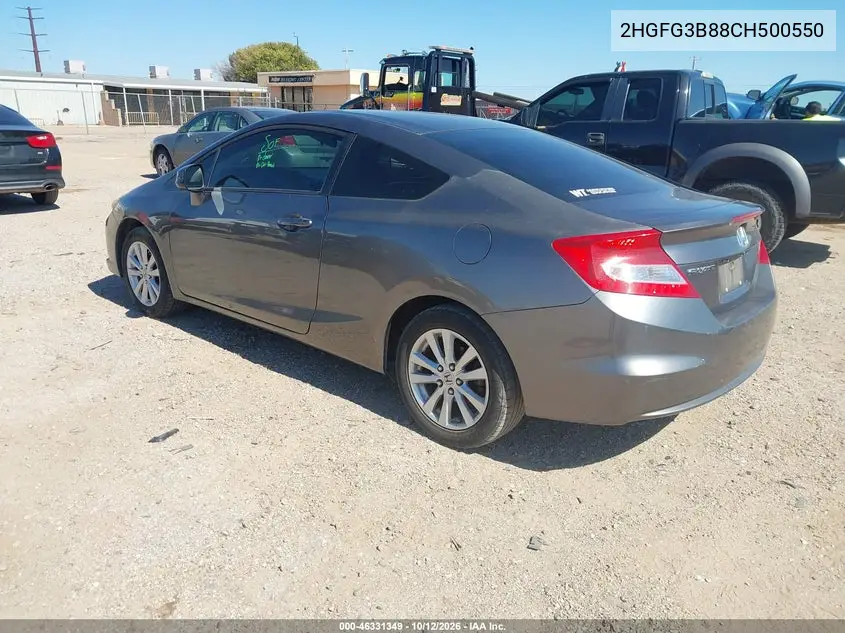 2012 HONDA CIVIC VIN 2HGFG3B88CH500550 — фото 3
