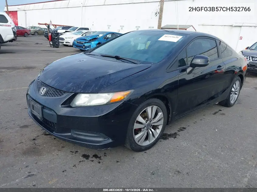 2012 HONDA CIVIC VIN 2HGFG3B57CH532766 — фото 2