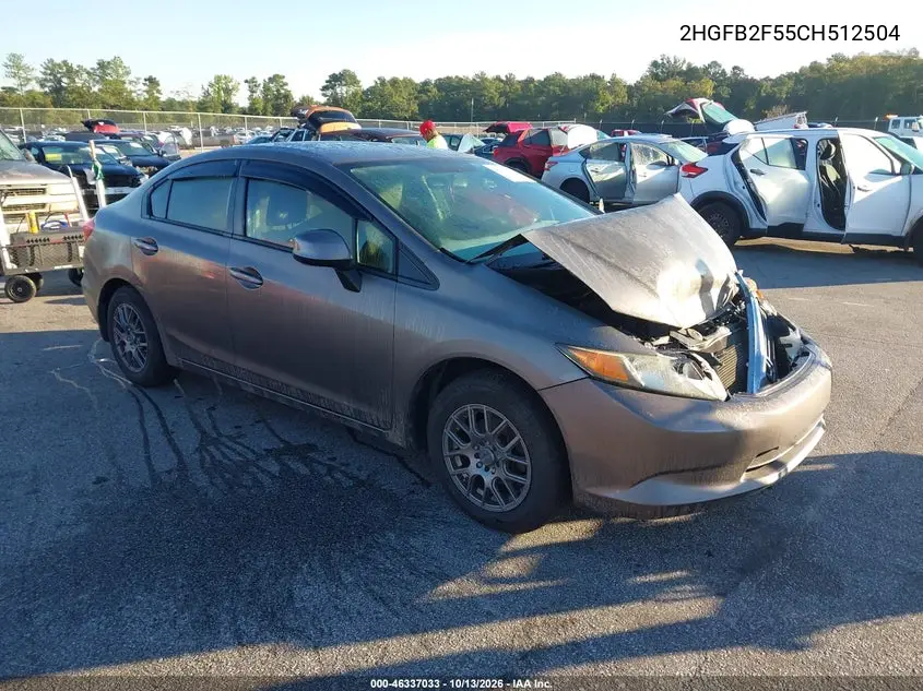 HONDA CIVIC 2012, VIN 2HGFB2F55CH512504